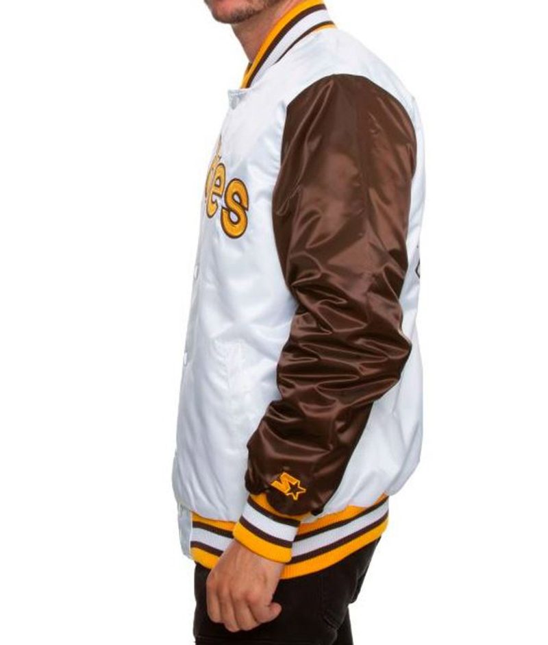 Men’s San Diego Padres Brown and White Jacket Left hand