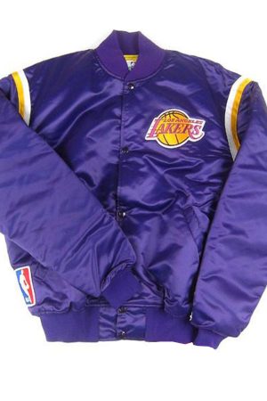 Los Angeles 80s Lakers NBA Bomber Jacket Purple color