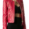 Women’s Diamond Quilted Zipper Pockets Jacket
