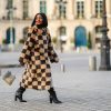 Brown and black Outerwear Style Coat For Women