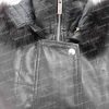 Womens Black Leather Coat - Removable Fur Hood
