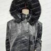 Womens Black Leather Coat - Removable Fur Hood