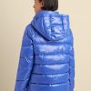 Back view of Quilte d Puffer Blue Jacket