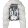 Back view of Dior Halsey Silver Fur Jacket