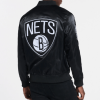 Brooklyn Nets Big Logo Black Satin Bomber Jacket