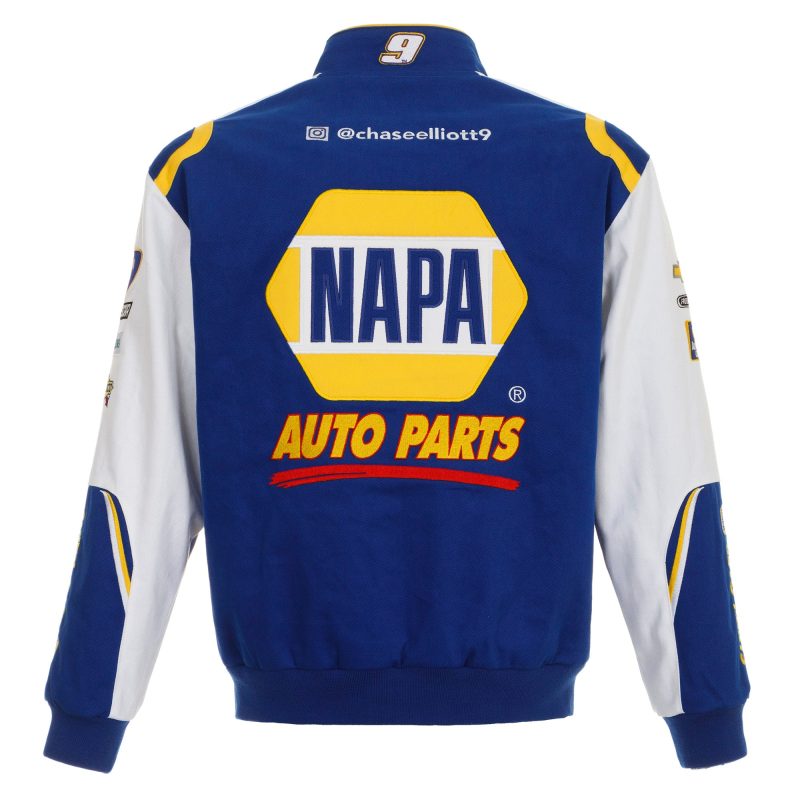 back view of 2020 Chase Elliott NAPA Full Snap Twill Uniform Jacket
