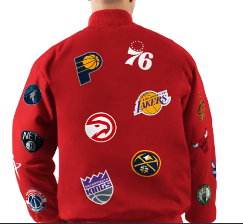 Carl Banks NBA Twill Collage Jacket red