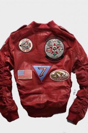 Mens Carrier Air Wing Red Bomber Jacket