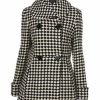 Checkerboard Print Black and White Woolen Coat