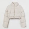 Crop Puffer Satin white Jacket