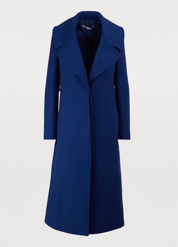 Dark Blue Woolen Long Coat -GLJ