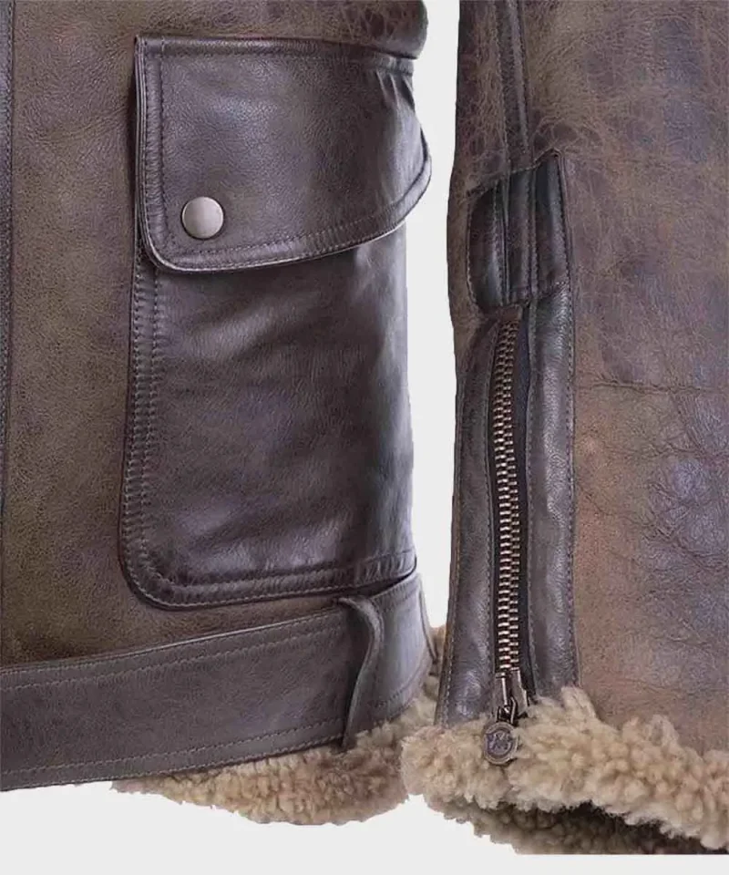Mens Brown Shearling Leather Jacket