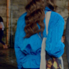 Back view of Emily In Paris S02 Lilly Collins Blue Jacket