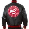 Back view of Atlanta Hawks Full Black Leather Jacket
