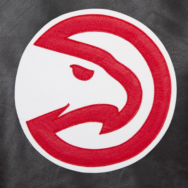 Logo view of Atlanta Hawks Full Black Leather Jacket