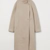High Collard Woven Fabric white Coat