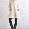 Hooded Swing Woolen White Coat