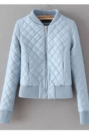 Light Blue Puffer Style Bomber Jacket