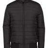 Black Horizontal Design Puffer Jacket