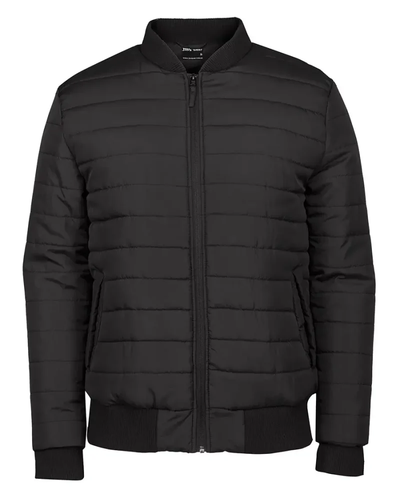 Black Horizontal Design Puffer Jacket