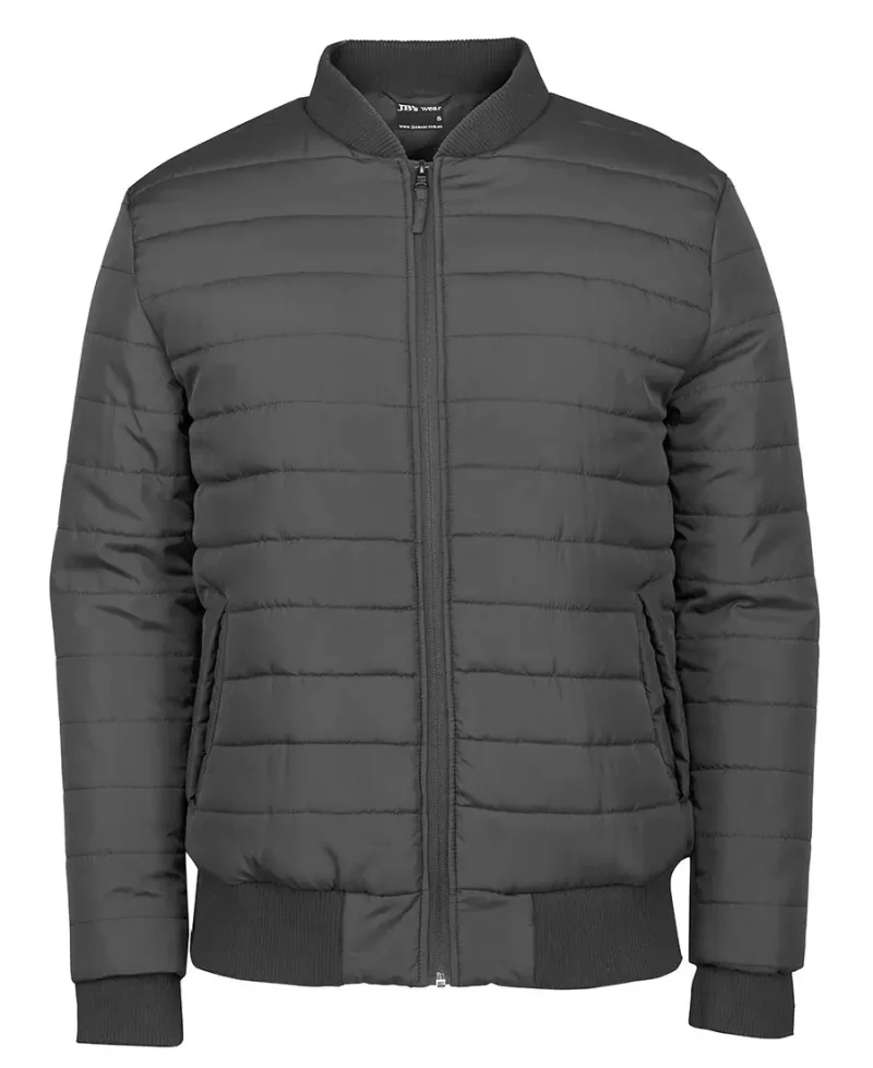 Grey Horizontal Design Puffer Jacket