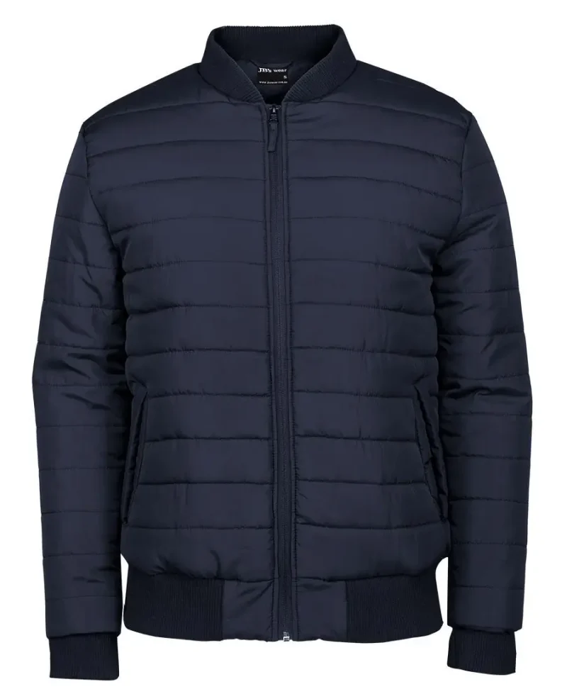 Blue Horizontal Design Puffer Jacket