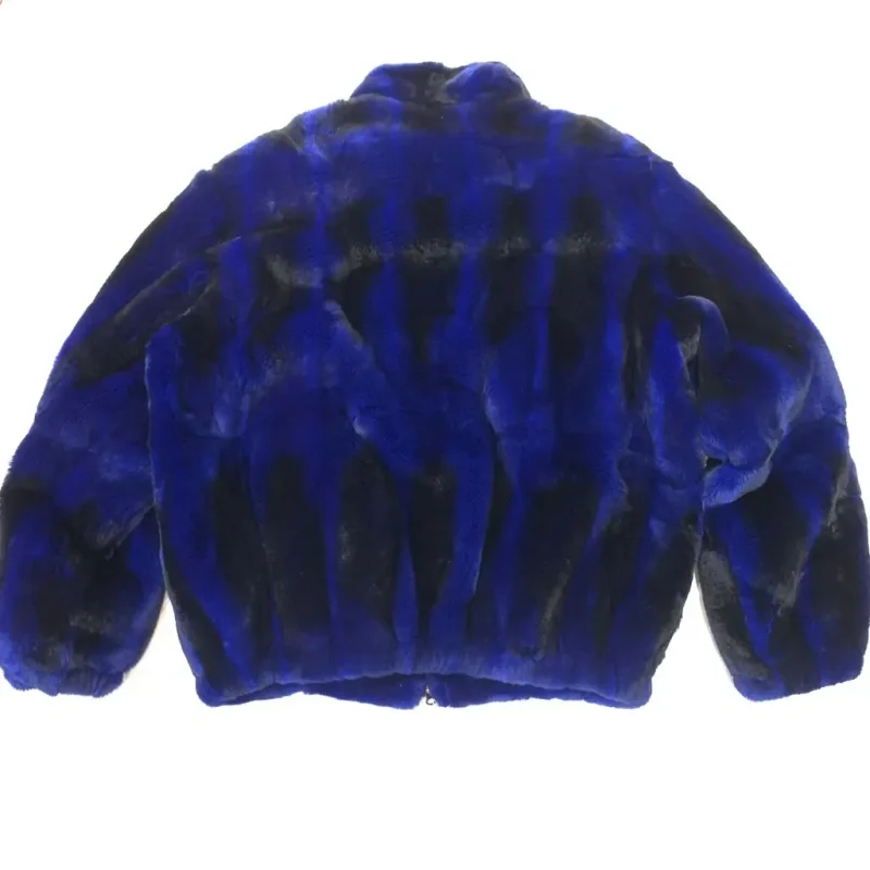 Back view of Men’s Blue Chinchilla Fur Jacket