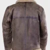 Back view of Mens Brown Shearling Distressed Leather Jacket