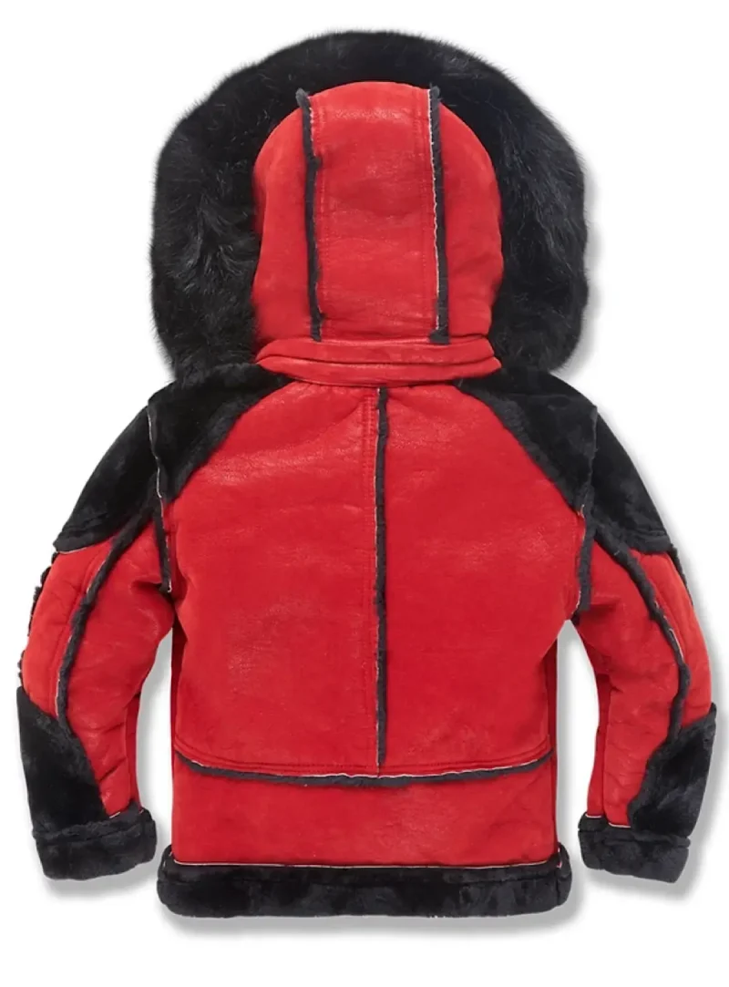 Back view of Insulated Fur Hooded Jacket