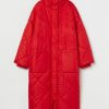 Oversized Polyester Red Quilted Jacket