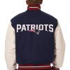 Back view of New England Patriots Two Tone Wool and Leather Jacket