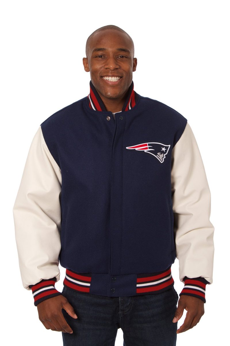 New England Patriots Two Tone Wool and Leather Jacket