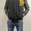 Furry Smiley Patchwork Varsity Jacket