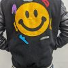 Furry Smiley Patchwork Varsity Jacket