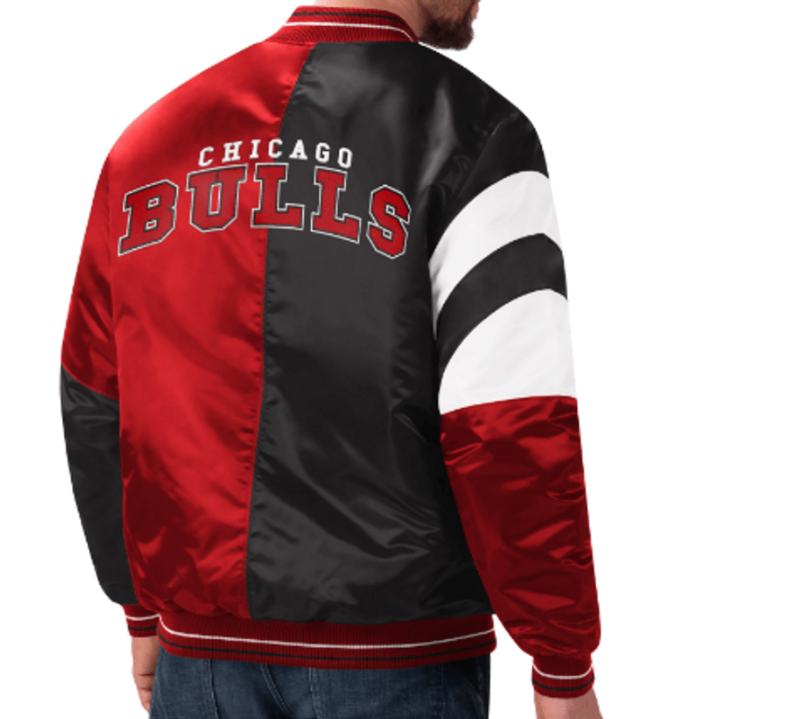 Starter Chicago Bulls Color Block Satin Bomber Jacket