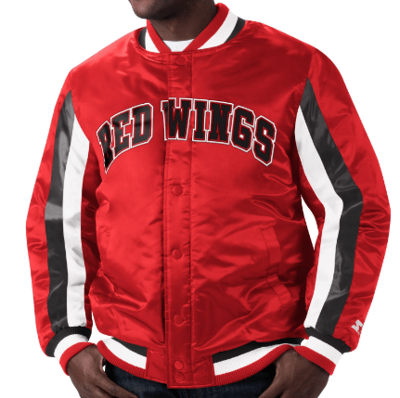 Starter Detroit Red Wings Stripe Bomber Jacket