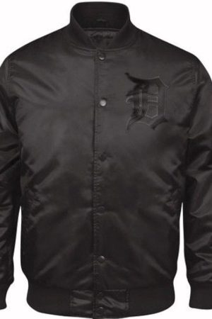 Starter Detroit Tigers Old English D Patent Nylon Black Jacket