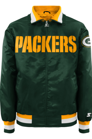 Starter Green Bay Packers Green Satin Zip Jacket