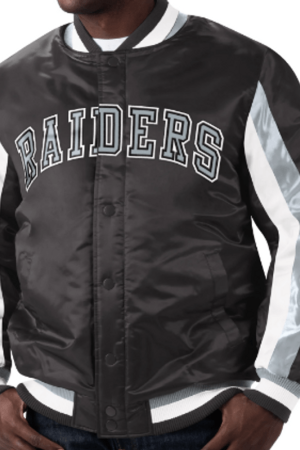 Starter Las Vegas Raiders Satin Stripe Bomber Jacket