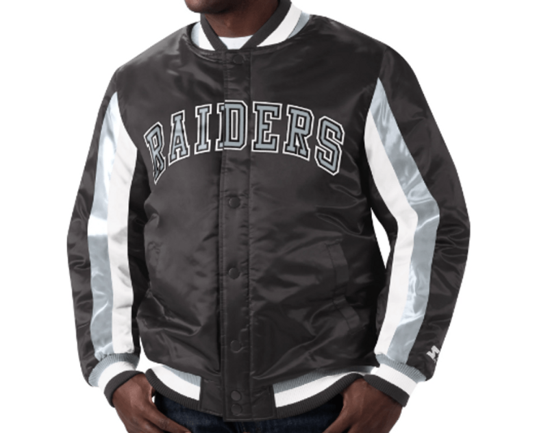 Starter Las Vegas Raiders Satin Stripe Bomber Jacket