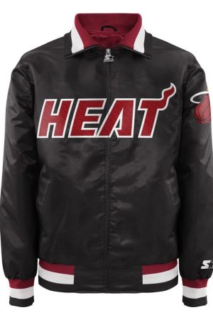 Starter Miami Heat Black Satin Zip Jacket
