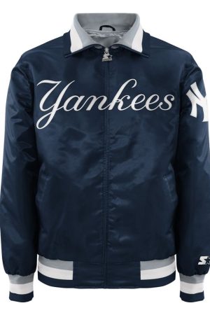 Starter New York Yankees Navy Satin Bomber Jacket