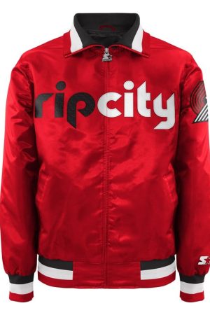 Starter Portland Trail Blazers Rip City Red Satin Zip Jacket