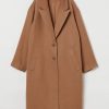Straight Long, Wide Cut Wool Blend Coat