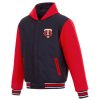 Blue and Red Minnesota Twins Two-Tone Reversible Fleece Hooded Jacket