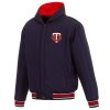 Blue Minnesota Twins Two-Tone Reversible Fleece Hooded Jacket