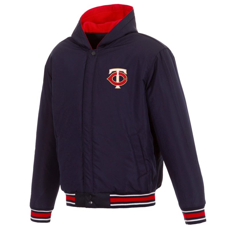 Blue Minnesota Twins Two-Tone Reversible Fleece Hooded Jacket