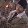 Side view of Tis The Season To Be Merry Travis Van Winkle Brown Jacket