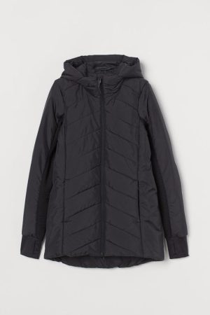 Women Polyester Black Quilted Jacket
