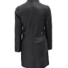 Womens Black Leather Coat - Removable Hood